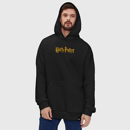 Худи оверсайз Harry Potter golden logo / Черный – фото 4