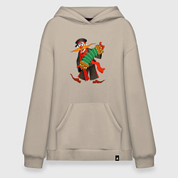 Толстовка-худи оверсайз Мужичок усатый, цвет: миндальный