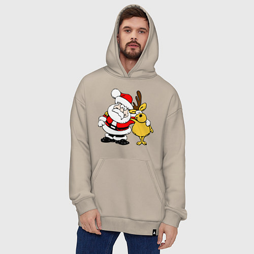 Худи оверсайз Новогодняя парочка / Миндальный – фото 4