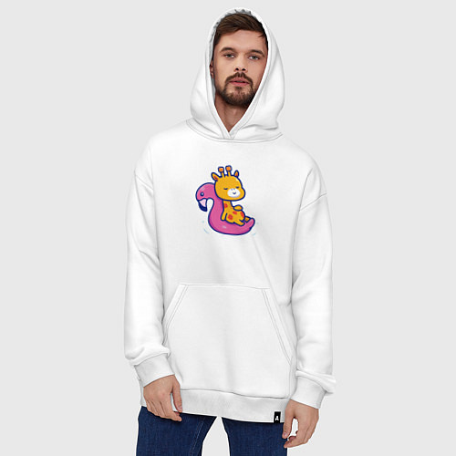 Худи оверсайз Жираф в бассейне / Белый – фото 4