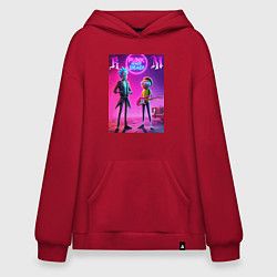 Толстовка-худи оверсайз Rick and Morty - neon fantasy, цвет: красный