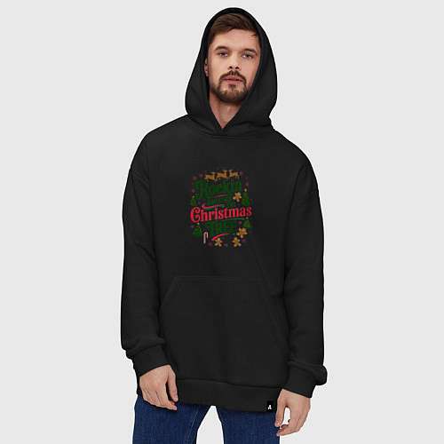 Худи оверсайз Новогодняя атмосфера rockin around the christmas t / Черный – фото 4