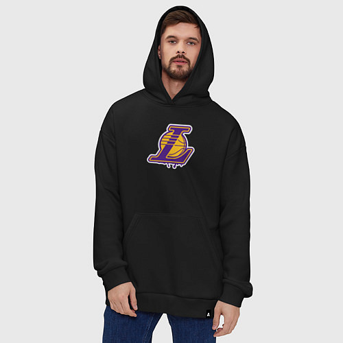Худи оверсайз Lakers team / Черный – фото 4