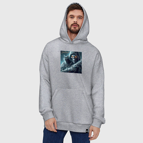 Худи оверсайз Cyber death - ai art fantasy / Меланж – фото 4