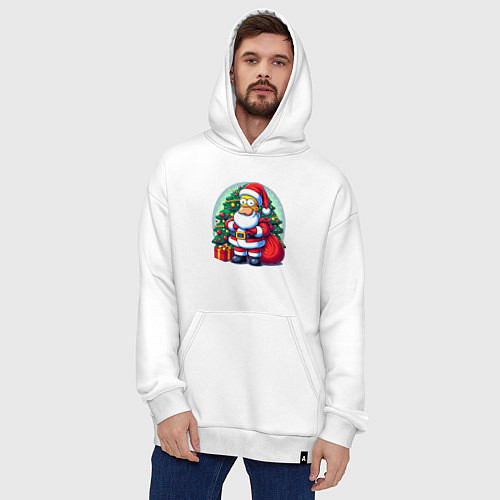 Худи оверсайз Santa Simpson - ai art / Белый – фото 4