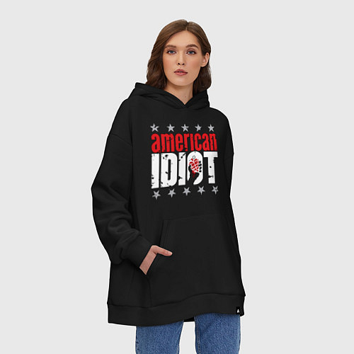 Худи оверсайз Green Day - american idiot / Черный – фото 3