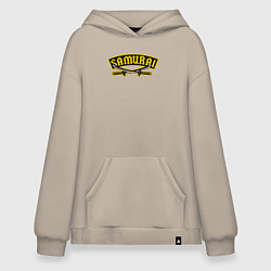 Толстовка-худи оверсайз Мечи самурая, цвет: миндальный