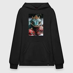 Толстовка-худи оверсайз Новогодняя змея королева, цвет: черный