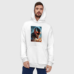 Толстовка-худи оверсайз Ужасный Веном - неоновое свечение, цвет: белый — фото 2