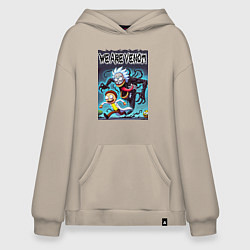 Толстовка-худи оверсайз Веном вселился в Рика - нейрошутка, цвет: миндальный
