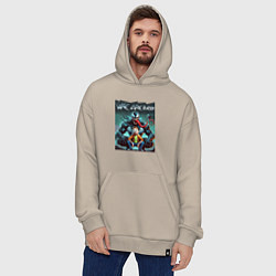Толстовка-худи оверсайз Веном присматривается к Морти - нейроарт фантазия, цвет: миндальный — фото 2