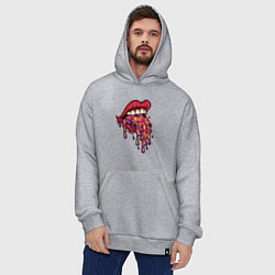 Толстовка-худи оверсайз Crazy lips, цвет: меланж — фото 2