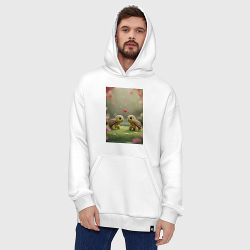 Худи оверсайз Влюбленные черепашки / Белый – фото 4