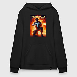 Толстовка-худи оверсайз Counter Strike 2 - gamer, цвет: черный