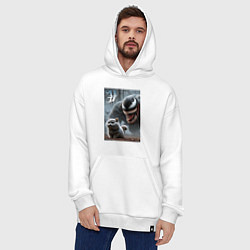 Толстовка-худи оверсайз Venom wants to move into a purebred cat, цвет: белый — фото 2