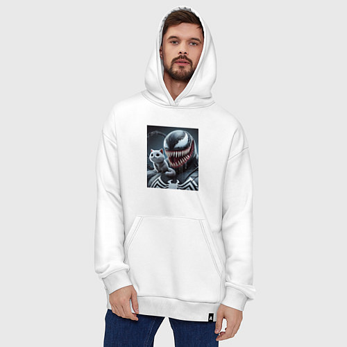 Худи оверсайз Venom and funny kitten - ai art fantasy / Белый – фото 4