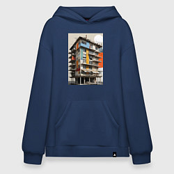 Толстовка-худи оверсайз Старая панелька, цвет: тёмно-синий