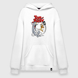 Толстовка-худи оверсайз Том и Джерри - кувалда, цвет: белый