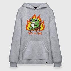 Толстовка-худи оверсайз Frog - this is fine, цвет: меланж