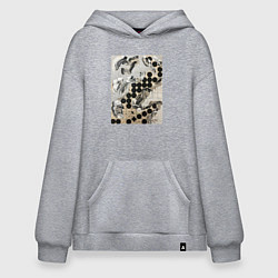 Толстовка-худи оверсайз Графическая абстракция, цвет: меланж