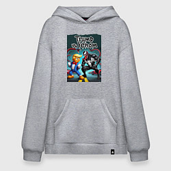 Толстовка-худи оверсайз Веном против Дональда Трампа - нейроарт, цвет: меланж