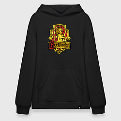 Толстовка-худи оверсайз Hogwarts - gryffindor logo, цвет: черный