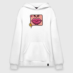Толстовка-худи оверсайз Smile and lips, цвет: белый