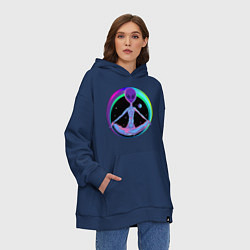 Толстовка-худи оверсайз Alien Peace, цвет: тёмно-синий — фото 2