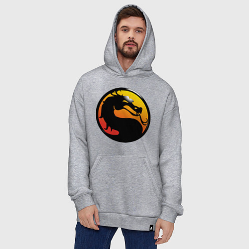 Худи оверсайз Mortal kombat logo / Меланж – фото 4