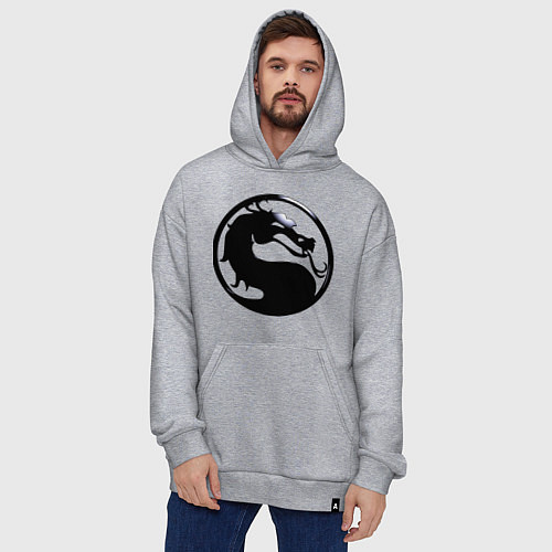 Худи оверсайз Смертельная битва - логотип / Меланж – фото 4