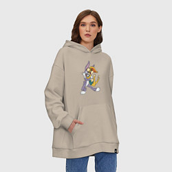 Толстовка-худи оверсайз Bugs Bunny - Lola Bunny, цвет: миндальный — фото 2