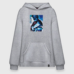 Толстовка-худи оверсайз Ты мой космос, цвет: меланж