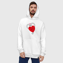 Толстовка-худи оверсайз Love hands, цвет: белый — фото 2