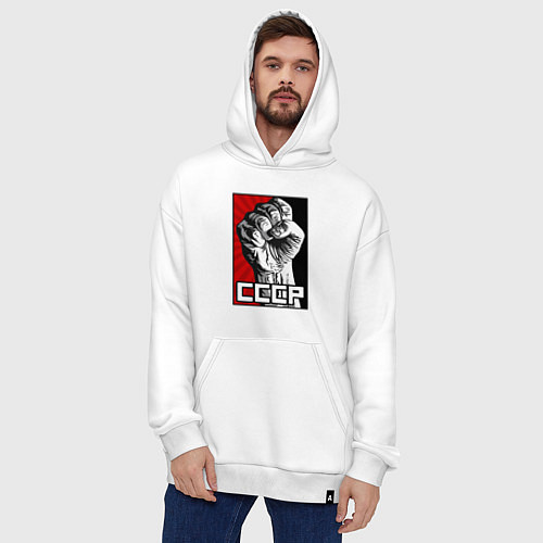 Худи оверсайз СССР - кулак коммунизма / Белый – фото 4
