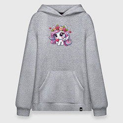 Толстовка-худи оверсайз Миленький пони, цвет: меланж