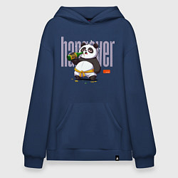 Толстовка-худи оверсайз Похмелье панды, цвет: тёмно-синий