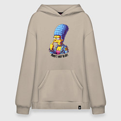 Толстовка-худи оверсайз Marge Simpson - punks not dead motto, цвет: миндальный