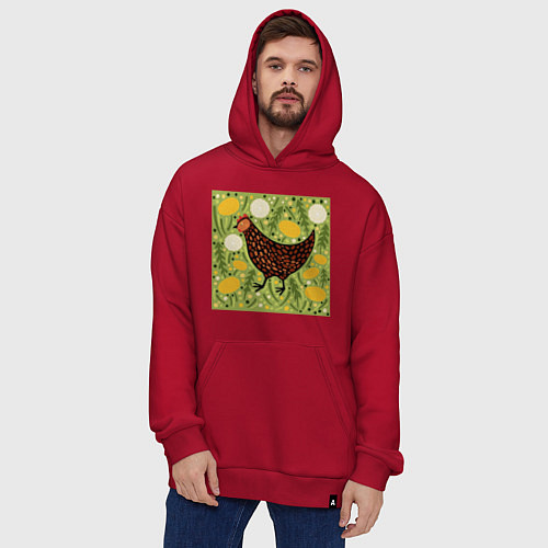 Худи оверсайз Курочка ряба / Красный – фото 4