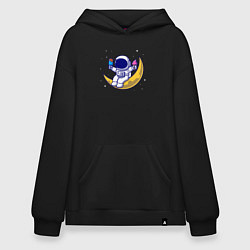 Толстовка-худи оверсайз Космическое мороженое, цвет: черный