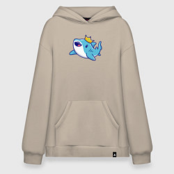 Толстовка-худи оверсайз Королевская акула, цвет: миндальный