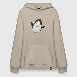 Толстовка-худи оверсайз Cartoon penguin, цвет: миндальный