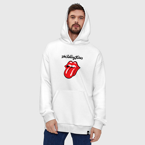 Худи оверсайз Rolling Stones - logo / Белый – фото 4