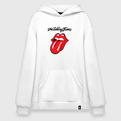 Толстовка-худи оверсайз Rolling Stones - logo, цвет: белый