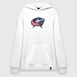 Толстовка-худи оверсайз Columbus blue jackets - hockey team - emblem, цвет: белый