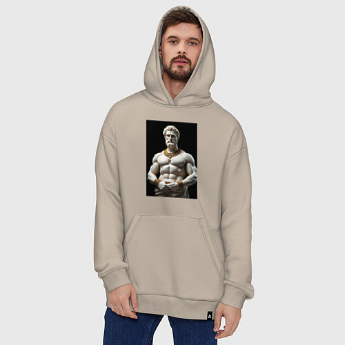Худи оверсайз Античный герой с цепочкой / Миндальный – фото 4