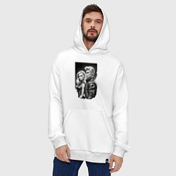 Толстовка-худи оверсайз Барби и Кен - киберпанк эскиз, цвет: белый — фото 2