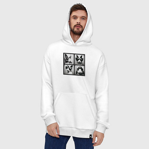 Худи оверсайз Кролик в фотобудке / Белый – фото 4