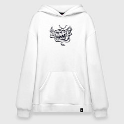 Толстовка-худи оверсайз Телевизор монстр, цвет: белый