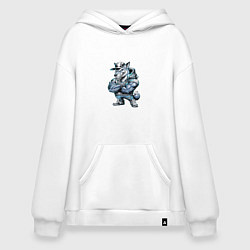 Толстовка-худи оверсайз Мультяшный хищник, цвет: белый