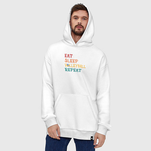 Худи оверсайз Eat sleep volley / Белый – фото 4